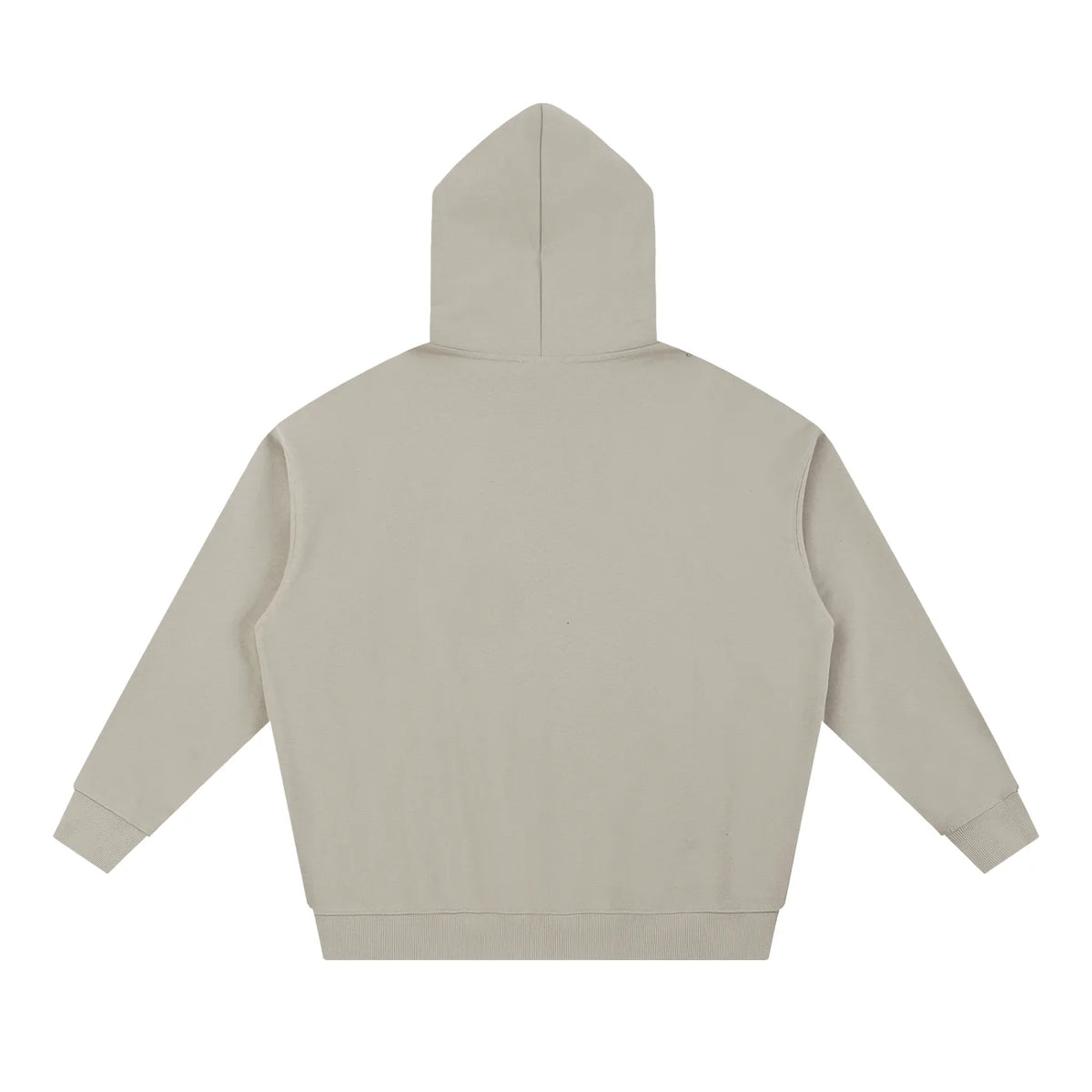 Reverse view of the Azurri Essential Heavyweight Hoodie showcasing its soft, light beige fabric and hood by ODMPOD.